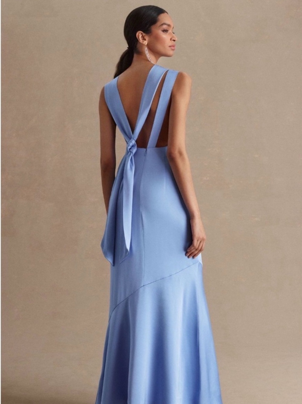 Significant Other Lana Cowl-Neck Tie Back Satin Maxi Dress in Sky Blue 6